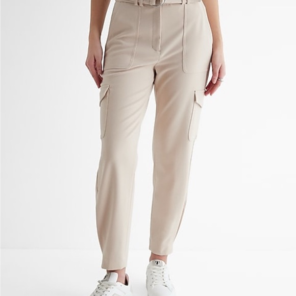 Express Pants - Express Beige Ankle Cargo Pants